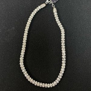 Anne Klein Silver Link Rhinestone Necklace